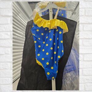 Blue & Yellow Acro Dance Costume (Child Medium) – Leotard with Skirt
